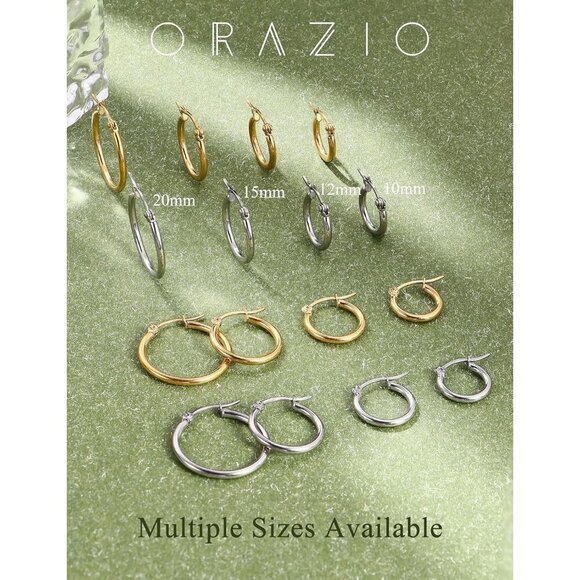 Women’s Stainless Steel Hoop Earrings Set 8 Pairs Gold Silver 10-20MM - Picture 8 of 8